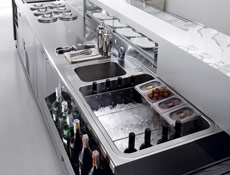 Pozzetti counter, sushi display, ice bin