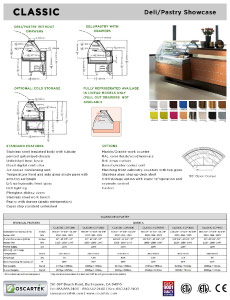 Download Classic Deli / Pastry Spec Sheets