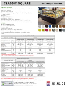 Download Classic Square Deli / Pastry Spec Sheets