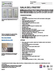 Download Gala Gala Deli / Pastry Spec Sheets