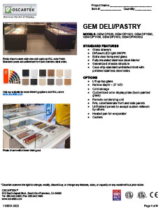 Download Gem Deli / Pastry Spec Sheets